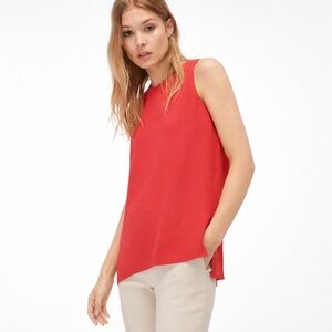 Massimo Dutti Red Sleeveless Blouse – Flowing Viscose Top – Minimalist | Size 2
